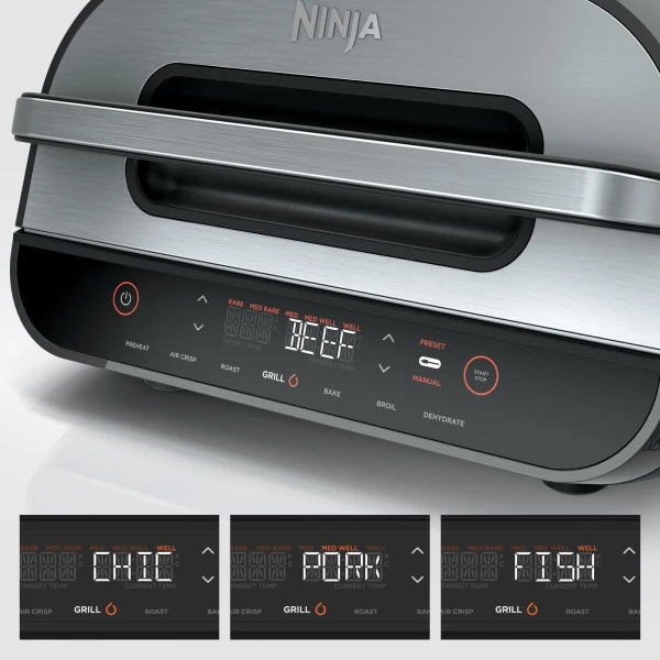 Ninja® Foodi™ Smart XL 6-in-1 Indoor Grill with 4-Quart Air Fryer, Roast, Bake, Dehydrate, Broil, and Smart Cook System FG551 - Refurbished