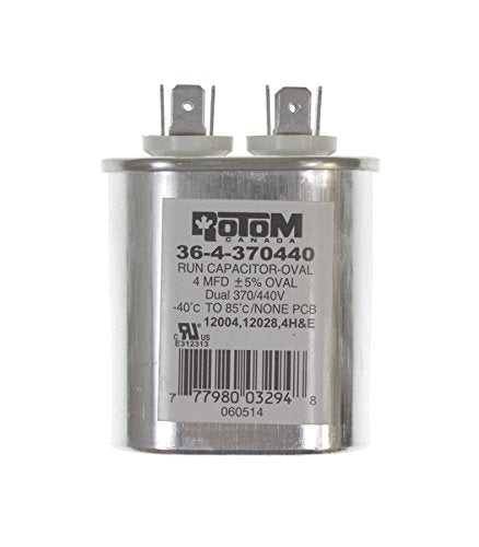 Rotom Dual Oval Voltage Run Capacitor 4 MFD, 370/440v