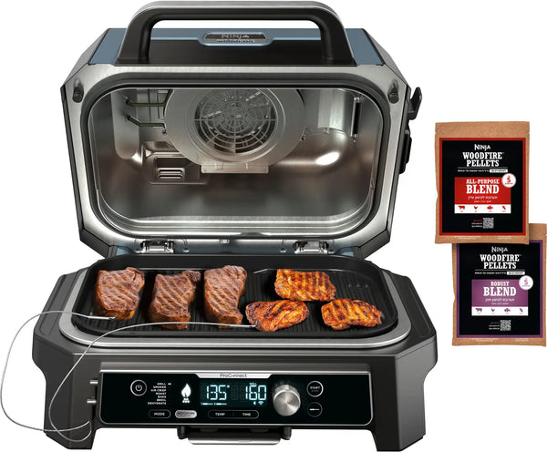 Ninja Woodfire™ Pro Connect Premium XL Outdoor 7-in-1 Grill & Smoker with Air Fryer & 2 Built-In Thermometers OG951 - Refurbished