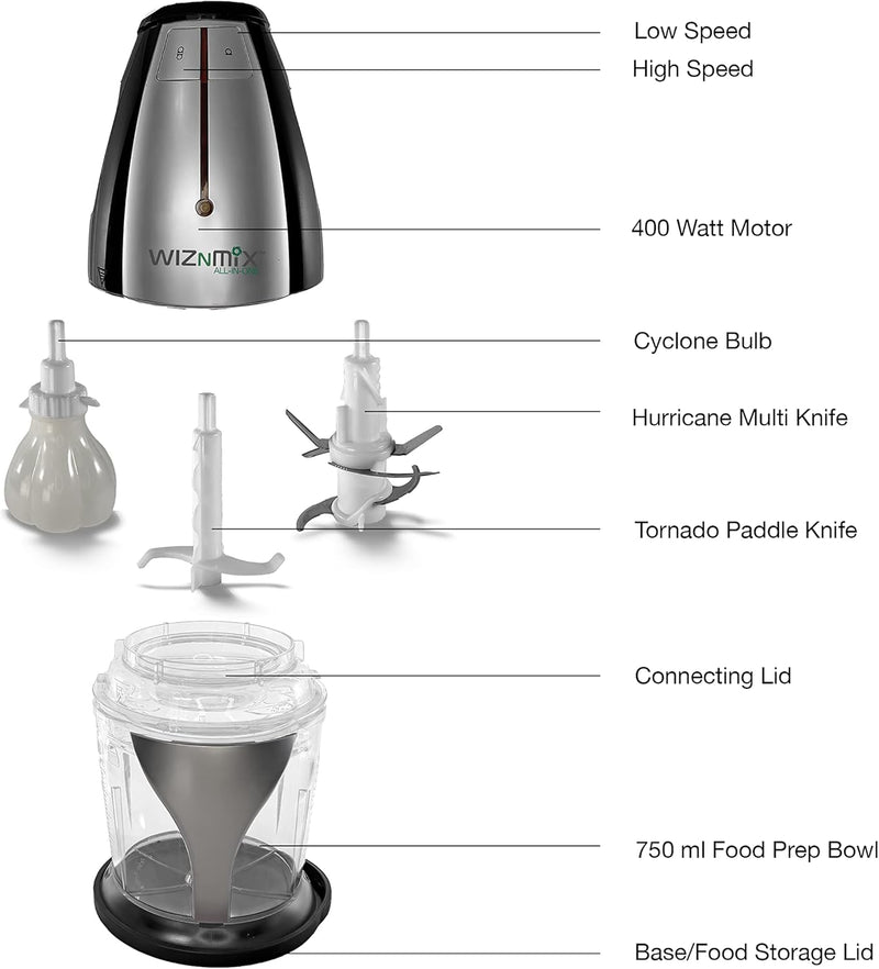 Salton WizNMix All-in-One Food Processor, Chopper & Blender P2102RD  - Refurbished