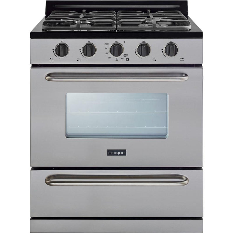 Unique Appliances 30-inch Freestanding Gas Range (Battery Ignition) UGP-30G OF2 S/S IMAGE 1