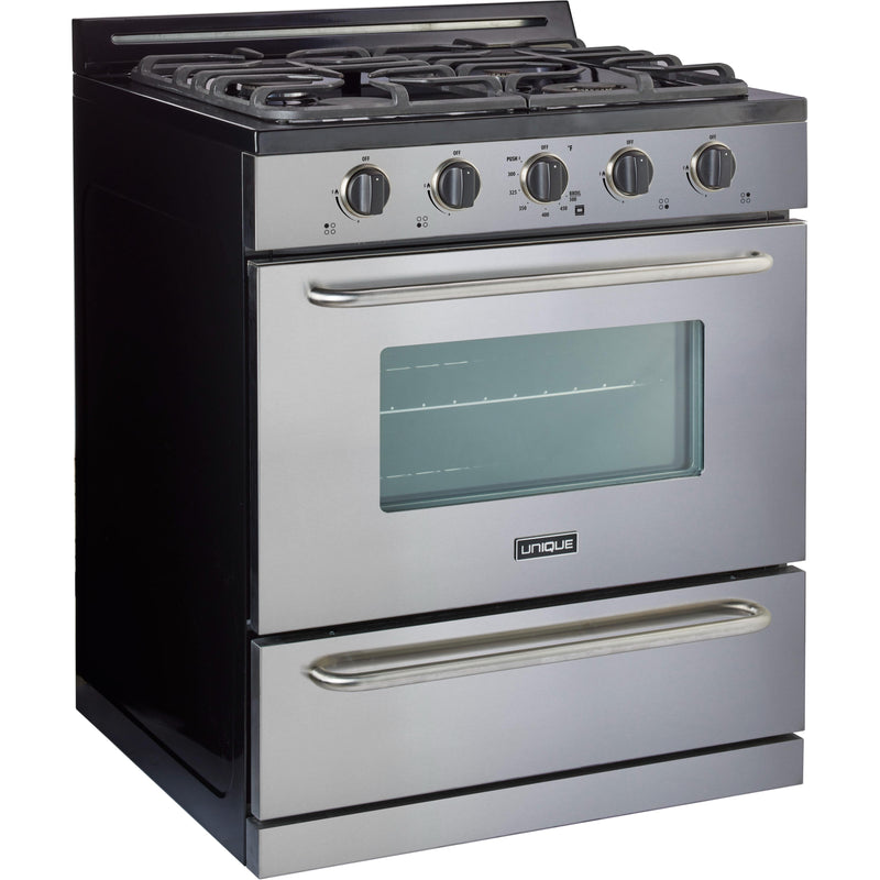 Unique Appliances 30-inch Freestanding Gas Range (Battery Ignition) UGP-30G OF2 S/S IMAGE 2