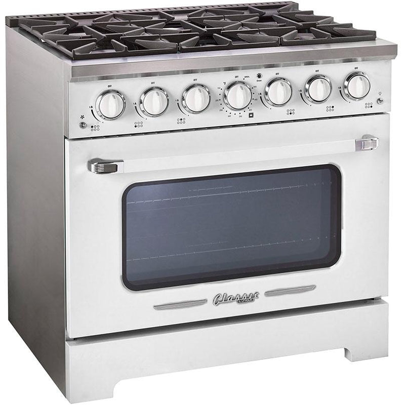 Unique Appliances 36-inch Freestanding Classic Retro Gas Range with Pro Convection UGP-36CR W IMAGE 9