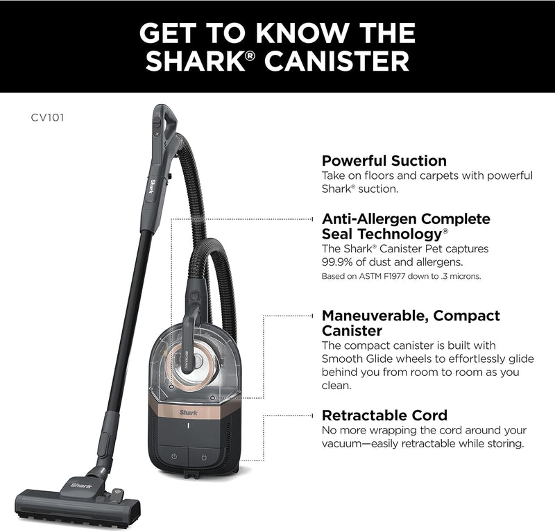 Shark® Bagless Corded Canister Vacuum CV101C - Refurbished