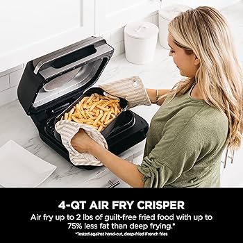 Ninja® Foodi™ XL 5-in-1 Indoor Grill with 4-Quart Air Fryer, Roast, Bake, & Dehydrate BG500C - Refurbished