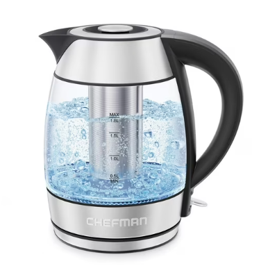 Chefman Easy-Steep 1.8L Glass Kettle with Tea Infuser RJ11-18-WMC - Refurbished