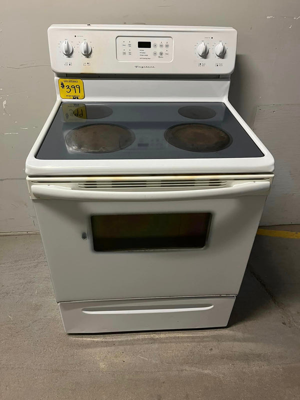 Used White Frigidaire Glass Top Range W/ Self Clean GT6