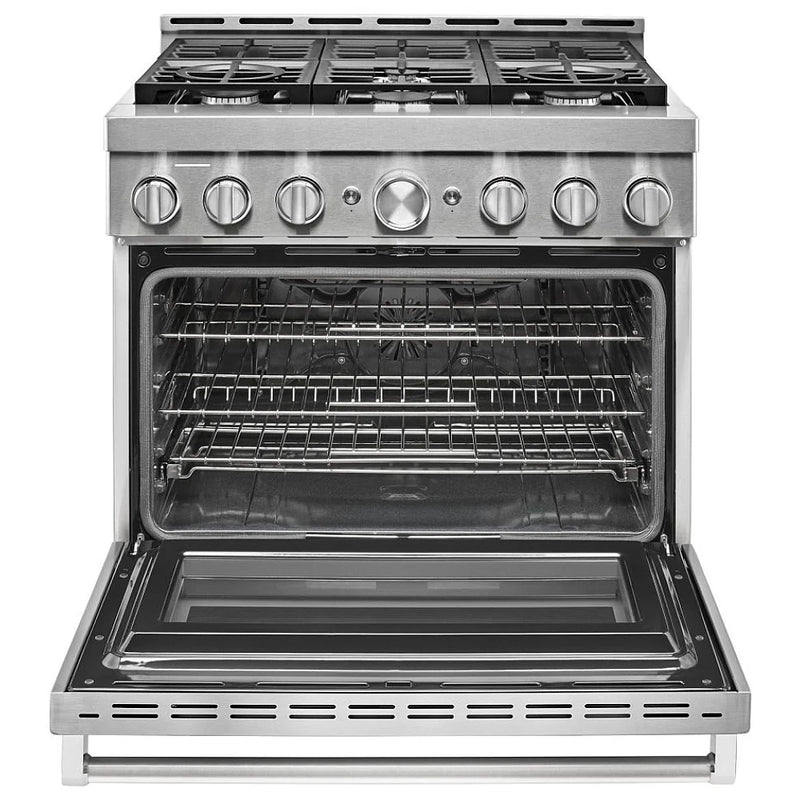 KitchenAid 36" 5cu Commercial Style Slide-In Gas Range KFGC506JSS - Scratch & Dent