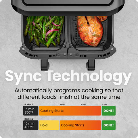 Chefman 6 Quart TurboFry Touch Dual-Window Air Fryer RJ38-SQPF-3TDB-2W - Refurbished