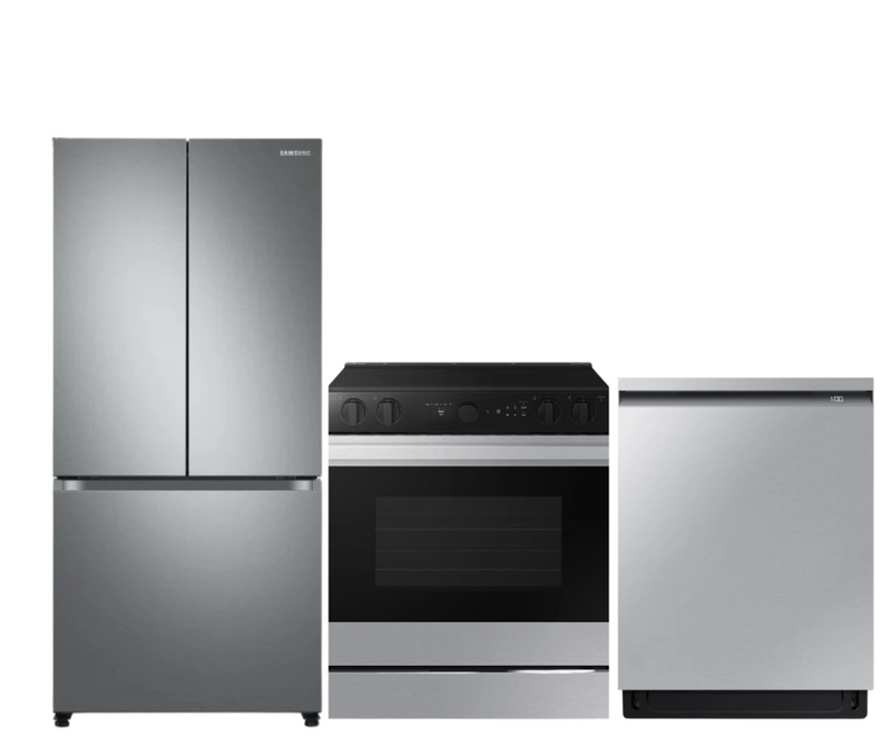 Samsung Kitchen Appliance Package - RF18A5101SR/AA, NSE6DG8500SRAC, DW80B6060US/AC