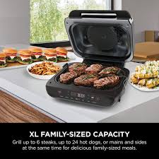 Ninja® Foodi™ XL 5-in-1 Indoor Grill with 4-Quart Air Fryer, Roast, Bake, & Dehydrate BG500C - Refurbished