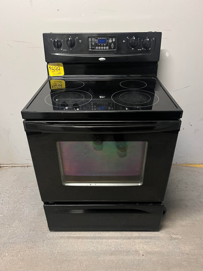 Used Whirlpool Black Glass Top Range W/ Self Clean & Convection GT3