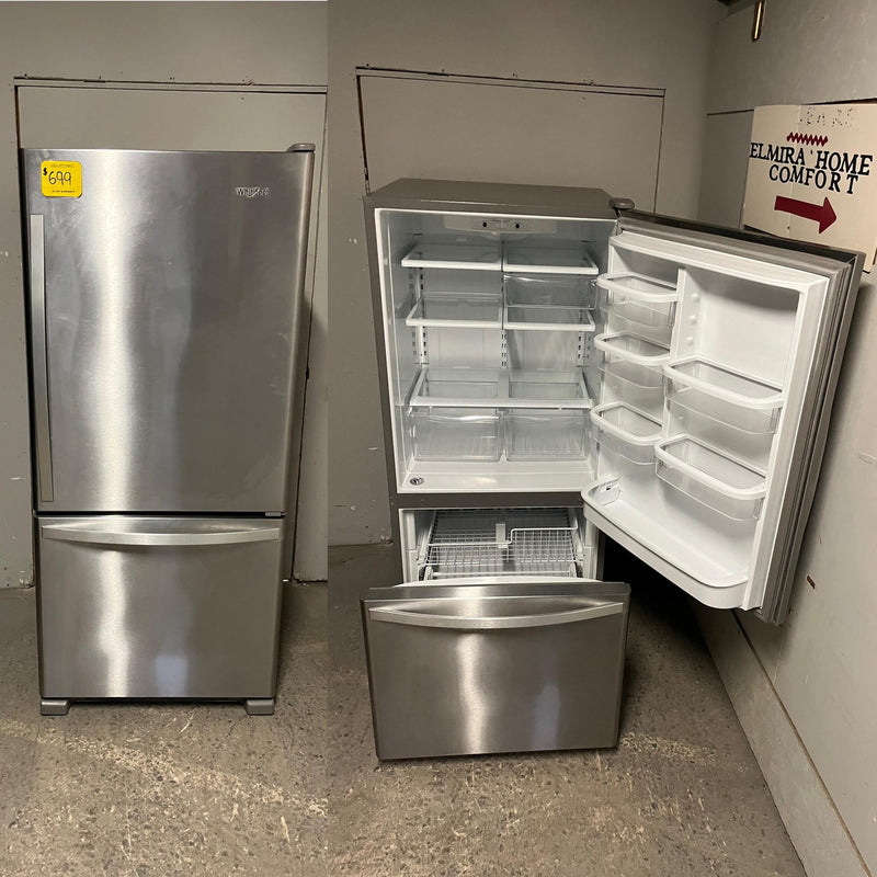 Used Whirlpool Stainless Steel Bottom Mount Fridge - BM2