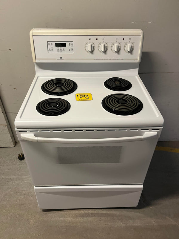 Used White Westinghouse Coil Top Range with Self Clean & Convection