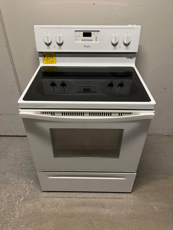 Used Whirlpool White Glass Top Range with Self Clean & Steam Clean